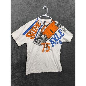 AU Super Axle Hot Rod T Shirt Mens XL White Over the Shoulder AOP Graphic Tee